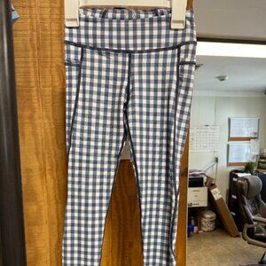 Prodoh Girl's Athletic Legging in Bluefin Blue Gingham